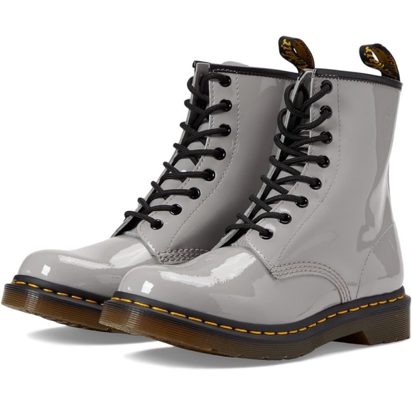 Dr. Martens Shoes - Dr. Martens | Women’s Zinc Grey Patent Lamper 1460 Boots - 9